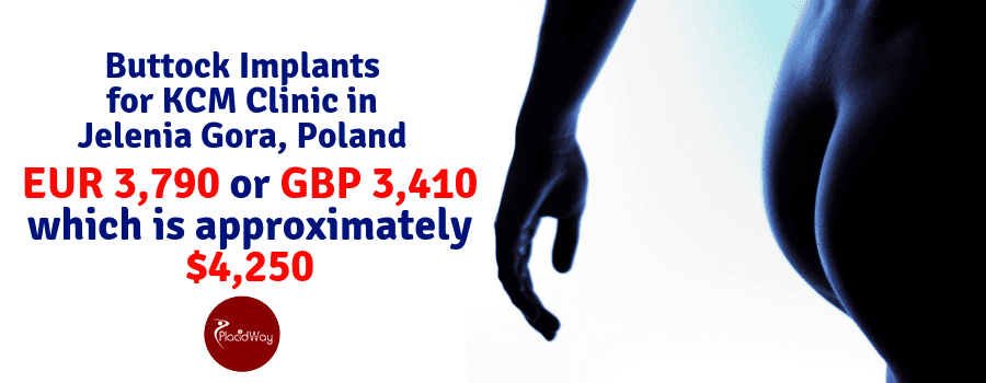 Cost of Buttock Implants at KCM Clinic in Jelenia Gora, Poland